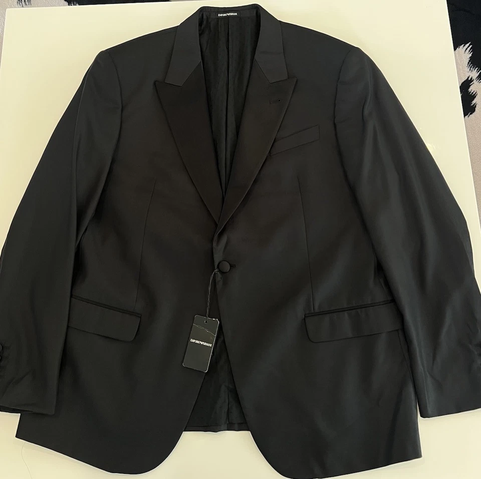 Emporio Armani G Line Plaid Black Tuxedo Dinner Jacket 58 EU BRAND NEW - Image 2 of 4