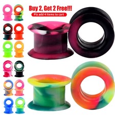 PAIR-SOFT THICK PLUGS TUNNELS-Silicone Ear Plugs-Ear Gauges-Soft Ear plugs 2G-1"
