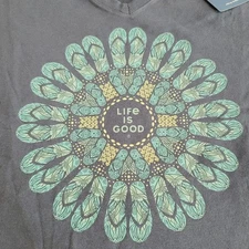 Life Is Good Shirt Large Blue Crusher Tee V Neck Mandala Flip Flop Floral