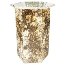 Large Polished Marble Stone Hexagon Shape 38" Tall Pedestal MINT!