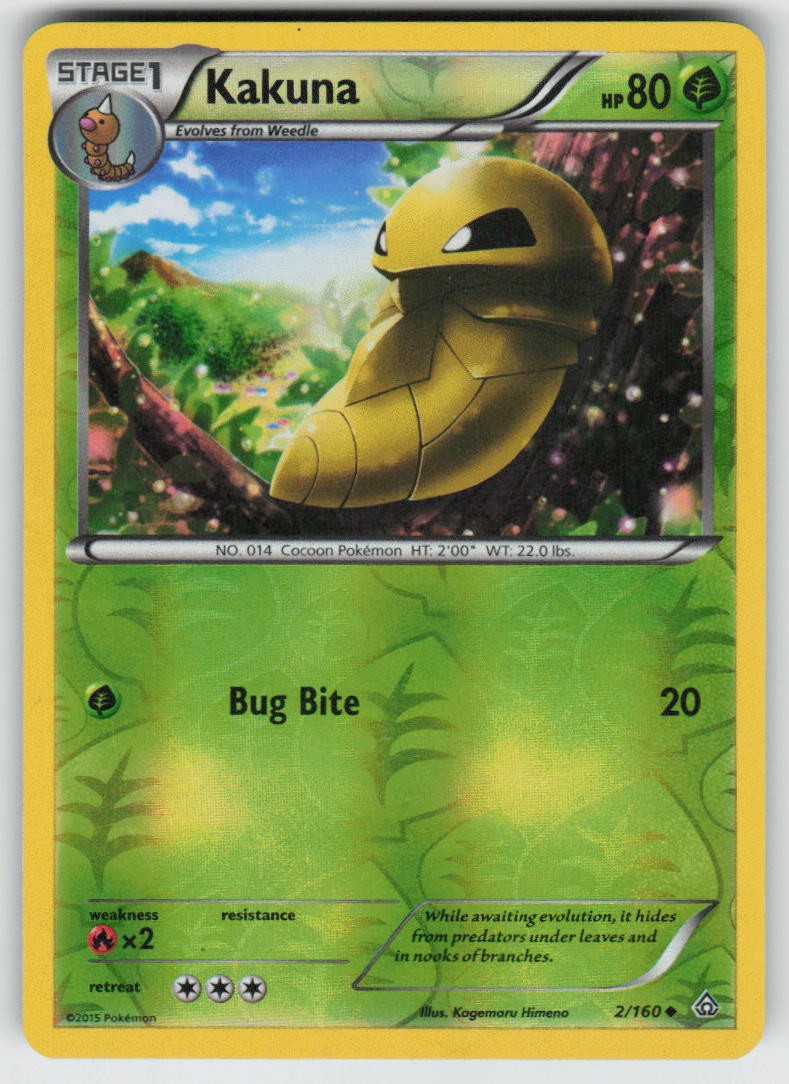 Kakuna 2/160 Uncommon Primal Clash Pokemon Reverse Holo Near Mint