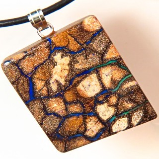 107c AUSSIE BOULDER OPAL LEOPARD PATTERN 925 SILVER PENDANT OCA19293