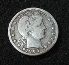 1905 S  - BARBER QUARTER  -  VG  - Silver