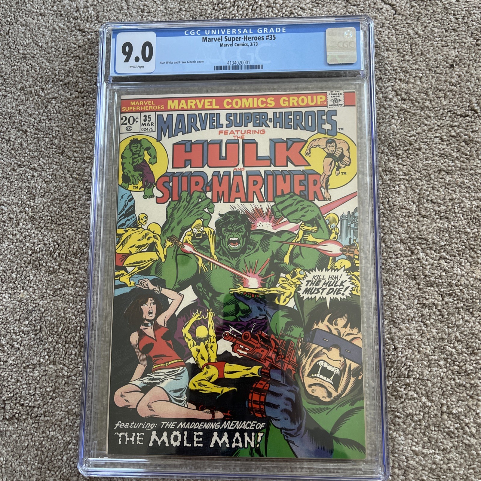 Marvel Super Heroes #35 - Hulk Submariner - 1973 - CGC 9.0! HIGH GRADERare