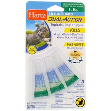 Hartz UltraGuard DualAction Flea  Tick Drops for Dogs  Puppies, 5-14 lbs, 3 Ct