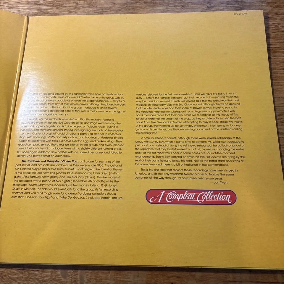 1984 THE YARDBIRDS-A Compleat Collection-2 Album Set-Vinyl LP. CPL-2-2002. - Image 4 of 4