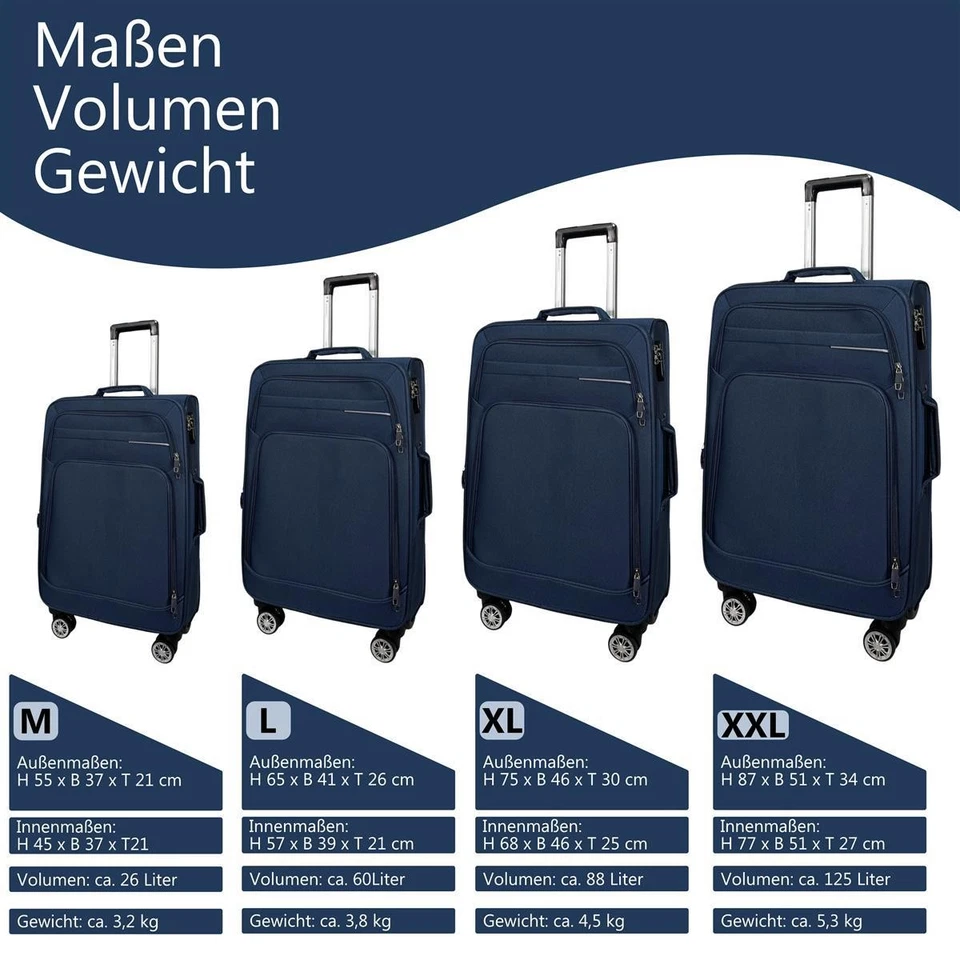 Koffer 3090 Stoffkoffer 4-Rollen Trolley Koffer Reisekoffer Tasche Reisetasche - Bild 2 von 4