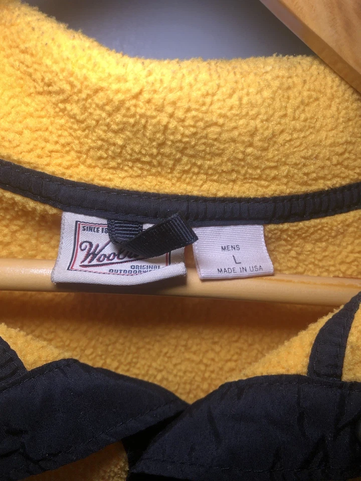 Pullover Woolrich Para Hombre Grande Amarillo Negro Polar 1/4 A Presión Polartec HECHO EN EE. UU. Foto 3 de 4
