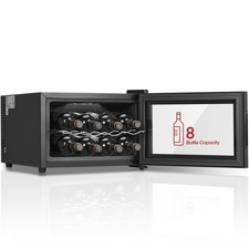 FOHERE Wine Cooler Fridge 8 Bottles Table Top Wine Fridge with Glass Door 22