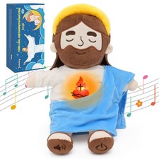 Soothing Jesus Plush Toys with Light Sound, 15" Jesus Stuffed Breathing Plu...