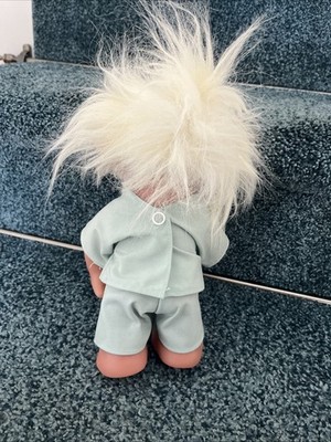 Vintage Dam Things Norfin Troll, 9-in White Hair Doctor Scrubs w