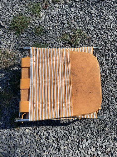 Vintage Orange Folding Vinyl Jelly Tube Chaise Lounge Chair - Picture 9 of 13