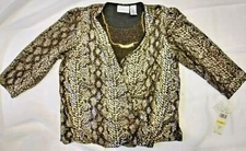 Slinky Gold Top Size M Dressy Layered NICE! NWT