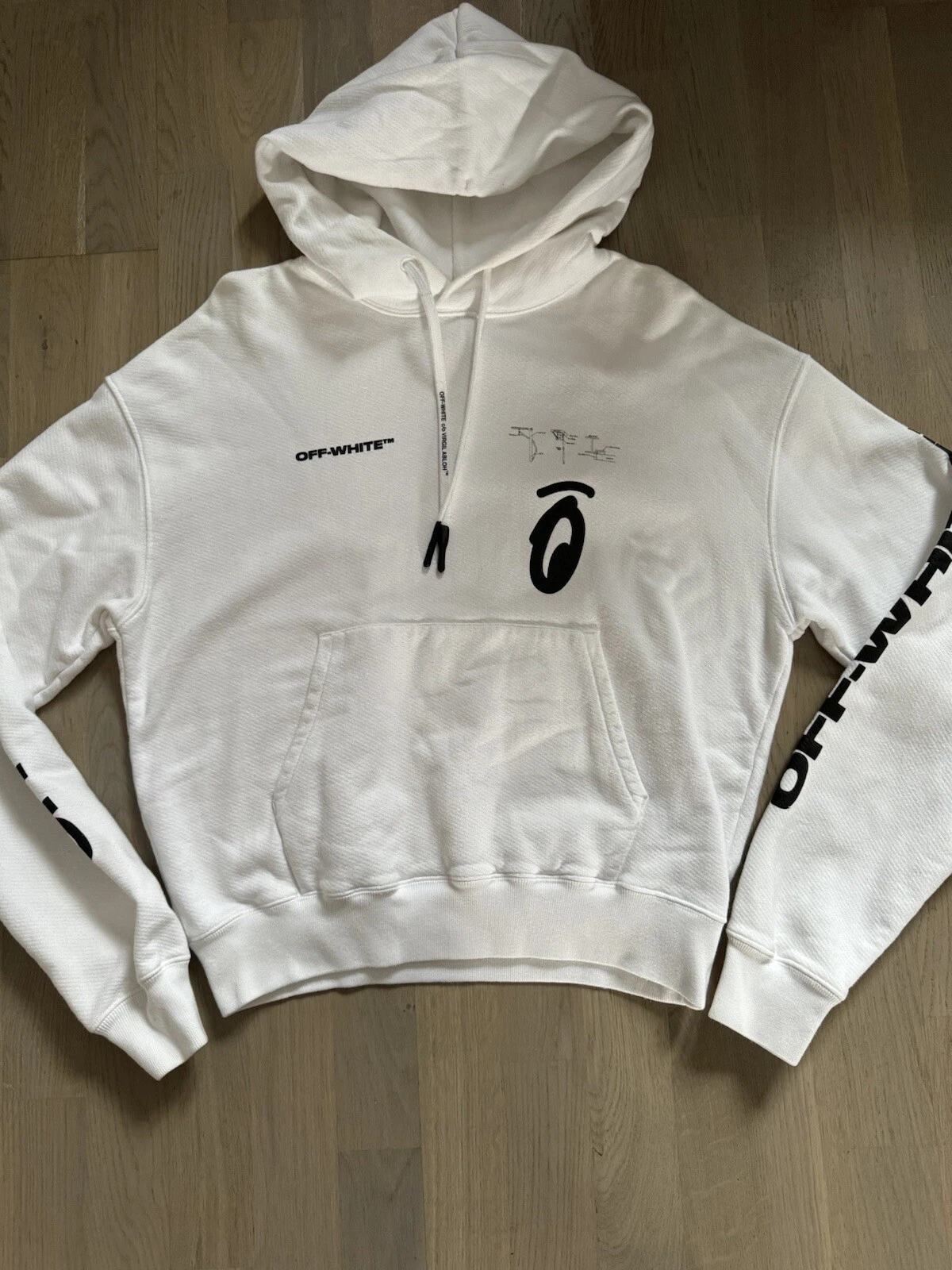 OFF WHITE Maglione con cappuccio da uomo bianco sporco taglia top in foto su nastro
