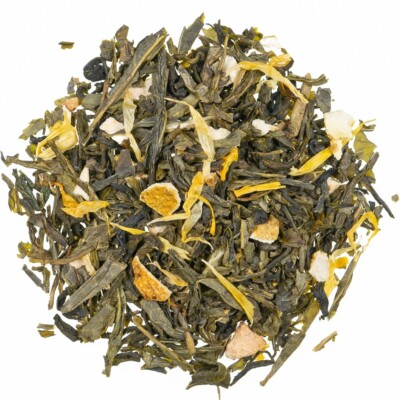 500g Bio Grüner Tee Bio Morgensonate  mit Kräutern Fruchtstücken, aromatisiert