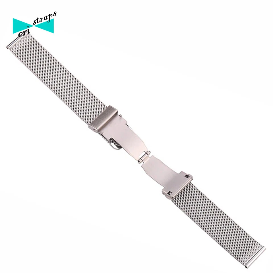 Cinturino orologio maglia milanese chiusura deployante in acciaio 16 18 20 22 mm - Immagine 3 di 4