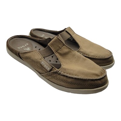 Crocs Tan Slip-On Shoes Crocs Santa Cruz Shoes Mens 7 Khaki Canvas Slip On Loafer  main image 3