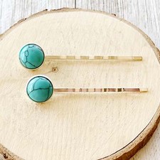 Boho Western Turquoise Silver Hair Pins