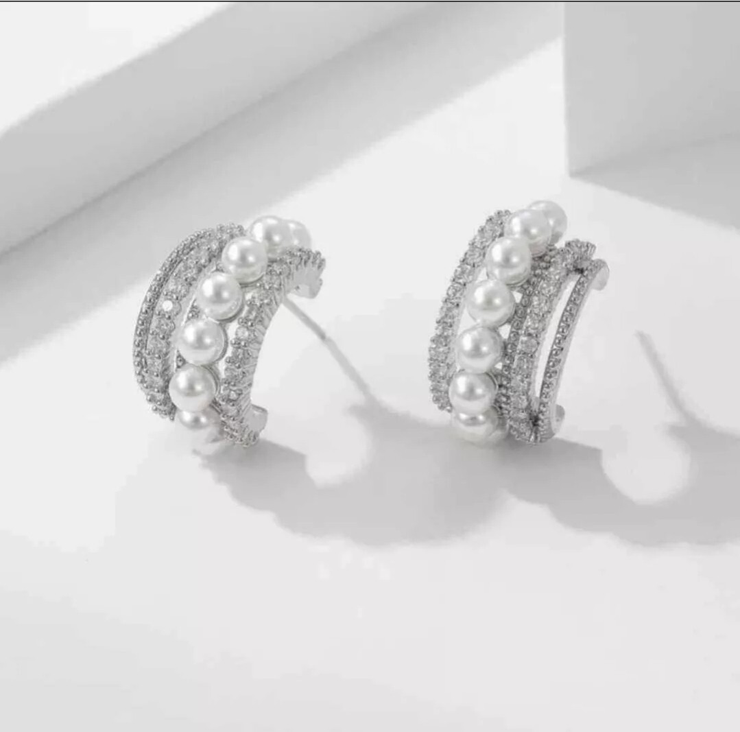 FILA Splendididi Orecchini Argento Sterling 925 Argento Sterling Cristallo Perla Stile C