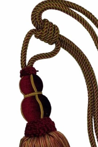 Decorative Designer Home Decor GARNET GOLD GREEN Tassel Drapery Curtain Tieback - Picture 4 of 4