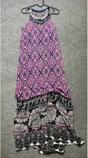 Express Womens Shift Dress Multicolor Lined Maxi Sleeveless Boho Mixed Print S