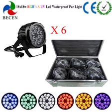 BECEN 18x18w rgbwa uv 6in1 Outdoor Led Par Light dj Club lights 6pcs Flight Case