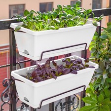5PCS Trough Plant Pot Long Plastic Planter Outdoor Garden Window Herb Flower Box
