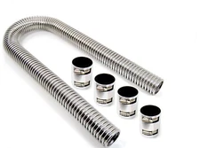 Universal Radiator Hose Kit Flexible Water Coolant Alum Caps 48" Stainless Steel