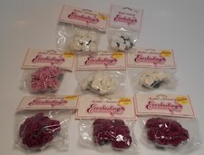 8 PKG New VTG NIP 1996 Red, Pink, White Ribbon Roses Bunches Miniature Wired