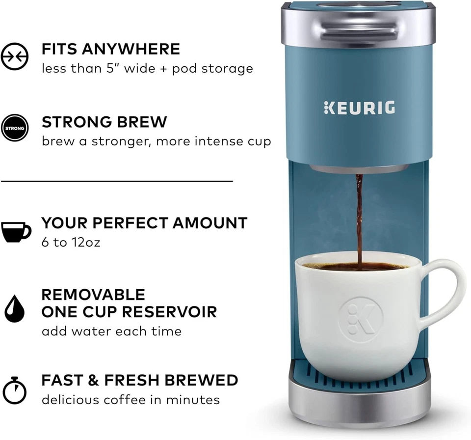 Keurig K-Mini Plus Single Serve Espresso Machine Pod Coffee Maker Teal 1500W - Image 4 of 4