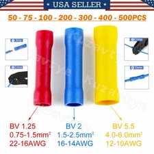 500/100Pcs Straight Butt Connectors Crimp Insulated PVC Wire Splice Terminal Kit