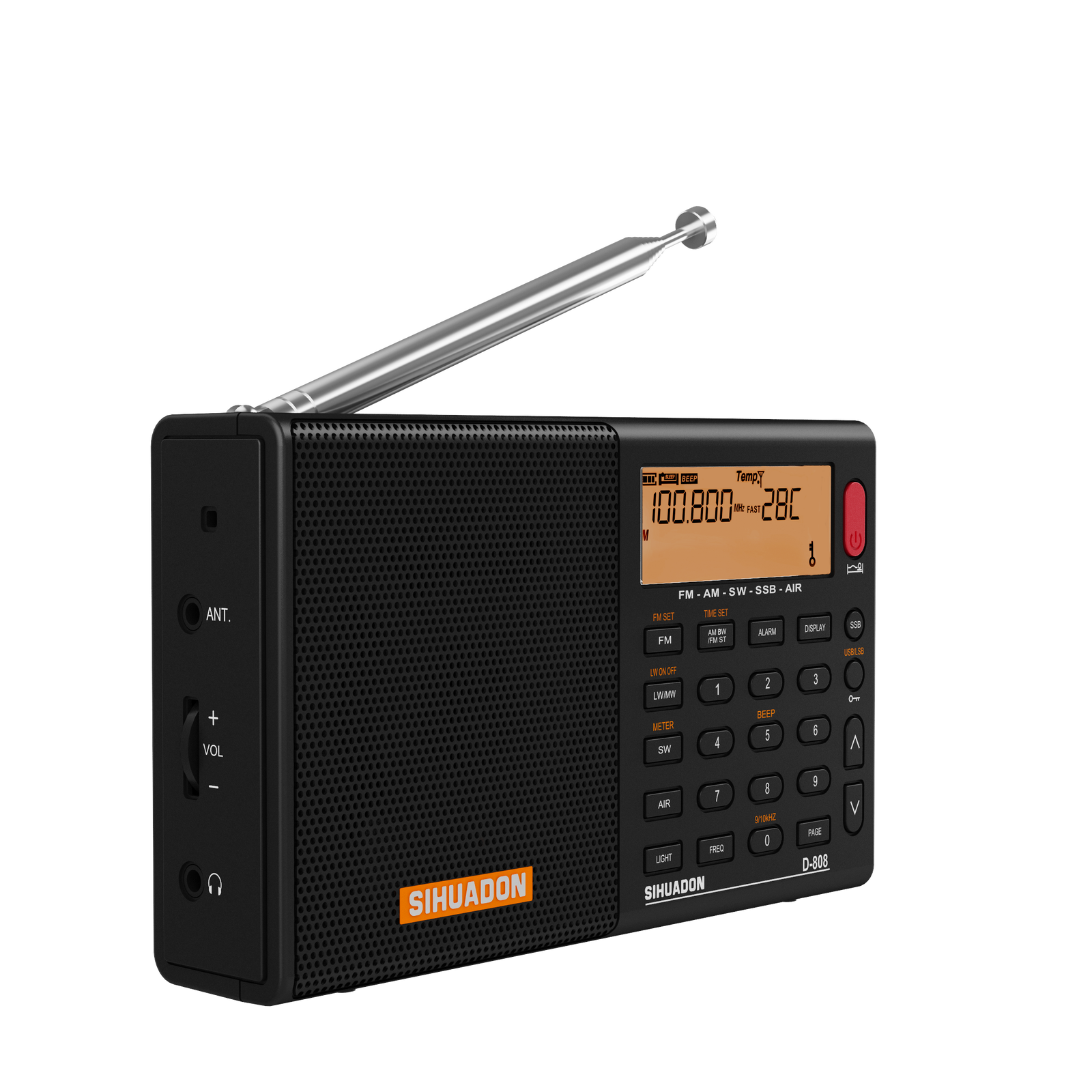 SIHUADON D808 FM MW LW Portable Radio SSB AIR RDS Shortwave Receiver