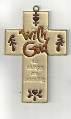 With God All Possible Cross Suncatcher w/Suction cup (New Old Stock)