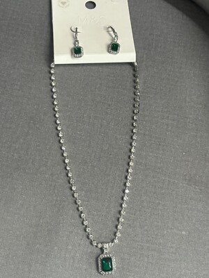 Marks And Spencer Jewellery Set Earrings And Necklace Emerald