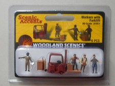 HO Scenic Accents Workers w Forklift Figures Woodland Scenics 1911