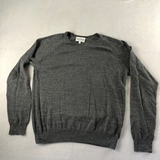 Lucky Brand Sweater Mens Large Gray V Neck Knit Pullover Casual