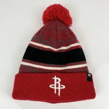 47 Brand Houston Rockets NBA Winter Beanie Pom Hat Black & Red Embroidered Logo