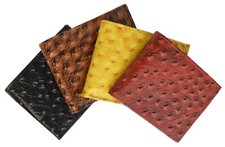 Mens Genuine Leather Wallet Bifold Ostrich Print Card Slots
