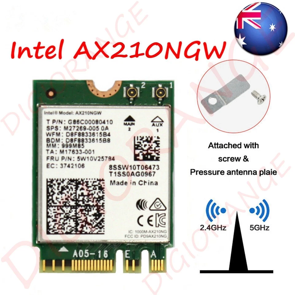Dual Band Intel AX210 Wireless AX210NGW 2.4Gbps 802.11AX Wireless Wi-Fi 6 Card - Image 2 of 4