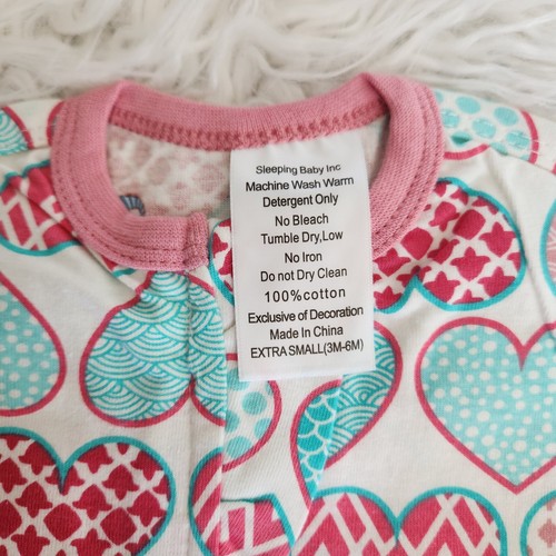 SLEEPING BABY Zipadee-Zip Sleeping Sack Cotton 3M-6M Extra Small Hearts NEW - Picture 4 of 15