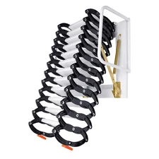 10.17ft Wall Mounted Ladder Attic Loft Stairs 12 Step Folding Stairs 882lb Black