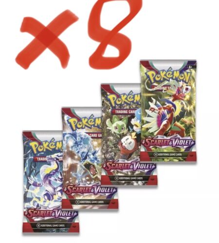 Pokemon TCG: Escarlata y Violeta 8 paquetes de refuerzo - Todos los tipos - Nuevo y sellado - Imagen 1 de 2
