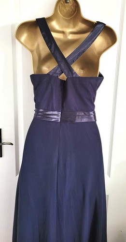 Jenny Packham UK 16 Navy Blue Chiffon Beaded Maxi Evening Dress - Picture 4 of 6