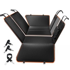 6-in-1 Leather Dog BackSeat Extender, Hard Bottom 40/60 Split Waterproof Car ...