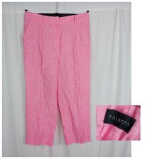 Talbots Pink Linen Pants 14 Pleated Bristol Crop NWT