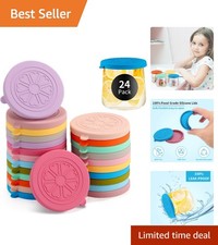 Colorful Silicone Lids - 24 Pack for 5oz Oui Yogurt Jars Leakproof Reusable