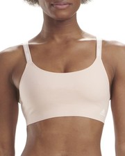 adidas Women's Micro Cut Free Seamless Scoop Lounge Bra, Peach Whip/White, Large