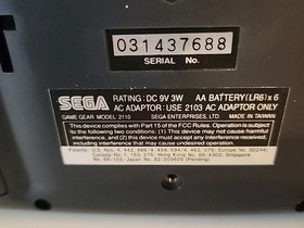 VTG SEGA Game Gear Handheld System W/power Cord. Works w/ Cord Or 6 batteries 