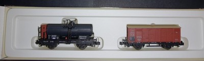 Arnold  0290  Güterwagen Set 2.-teilig Kessel- u. Güterwagen K.W.St.E  in OVP; N