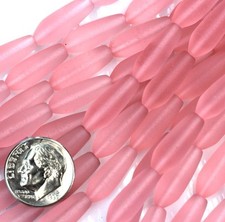 Tear Drop Beads, 18mm, Blossom Pink w/Frosted Matte Sea Gass Finish, 6 Pcs